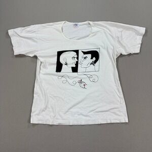 Vintage‎ 90s Graphic T Shirt Men's Size 44 White Single Stitch Short Sleeve